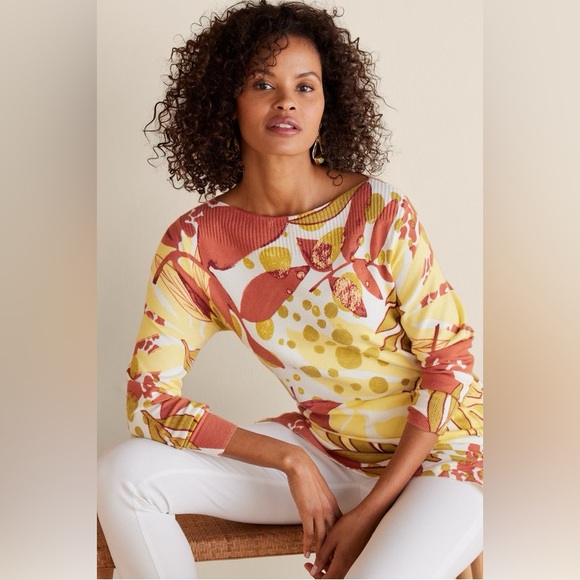 Soft Surroundings Sweaters - Soft Surroundings Desert Sage Sweater Size Small in Apricot Neutral Botanical